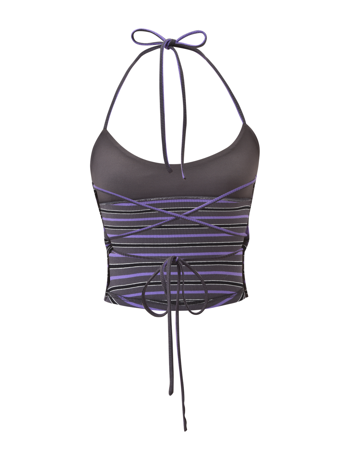 CERYS RIB TOP - GREY STRIPE