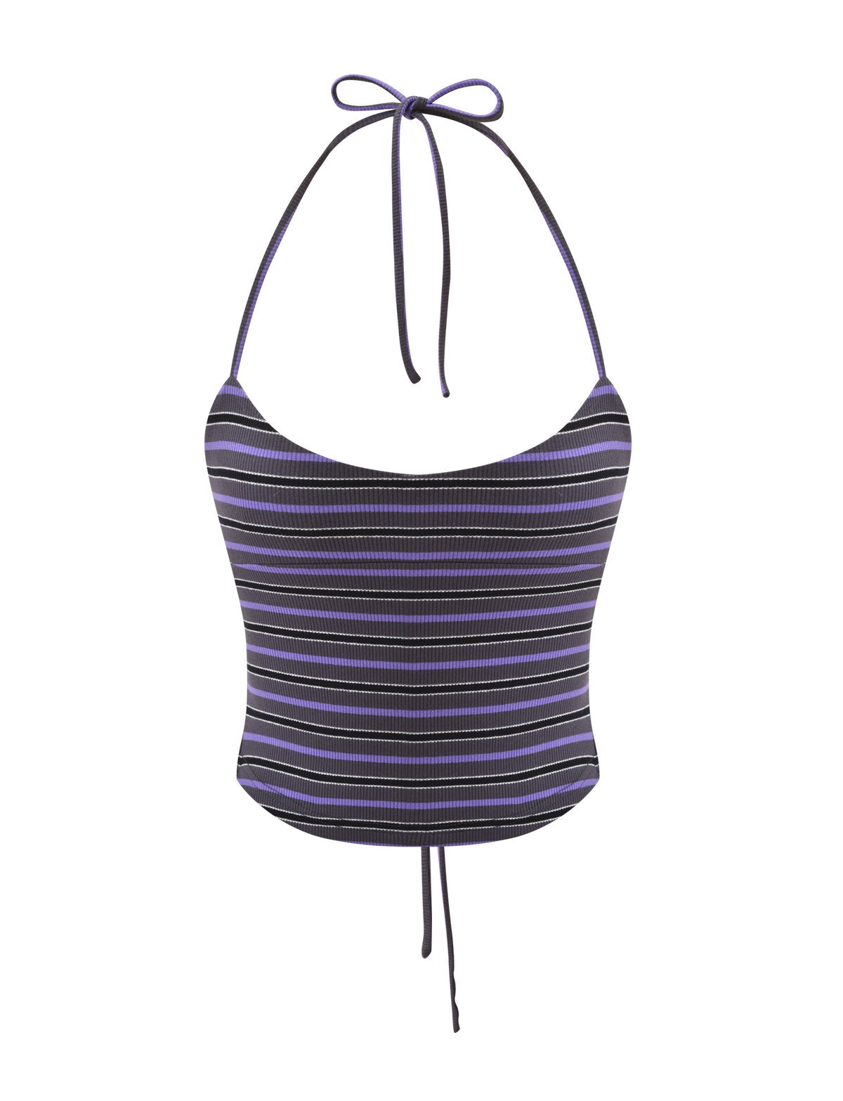 CERYS RIB TOP - GREY STRIPE