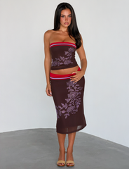 SERAH DIAMANTE MIDI SKIRT - CHOCOLATE