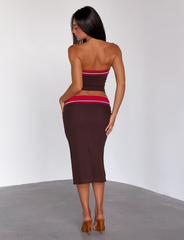 SERAH DIAMANTE MIDI SKIRT - CHOCOLATE