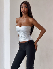 NIYA METALLIC BANDAGE TOP - LIQUID SILVER