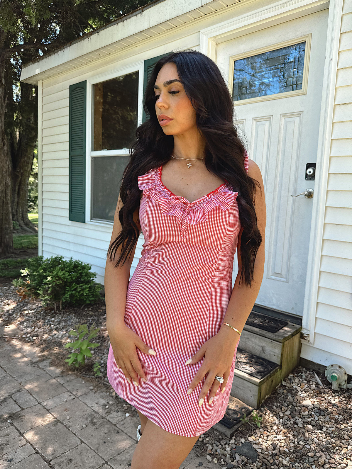 Meredith Red Gingham Mini Dress