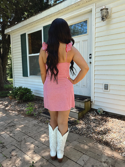Meredith Red Gingham Mini Dress