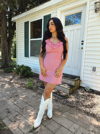 Meredith Red Gingham Mini Dress