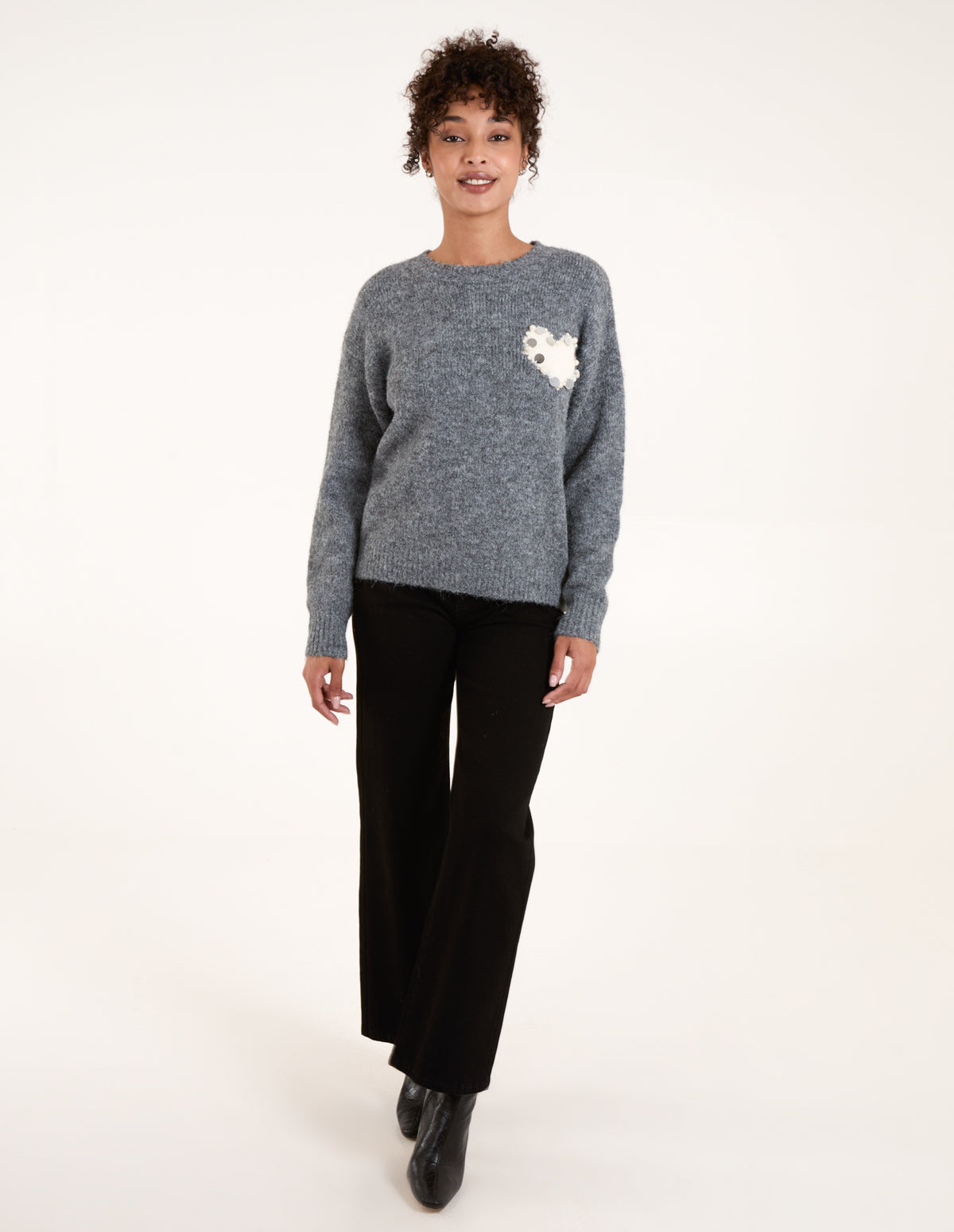 Embellished Heart Knit Jumper