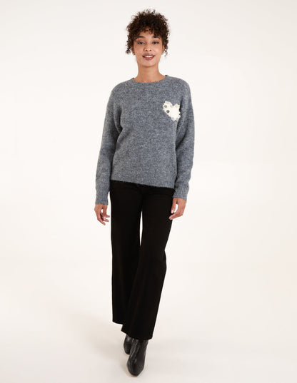 Embellished Heart Knit Jumper