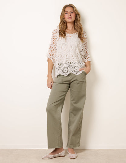 Crochet Detailed Kimono Top