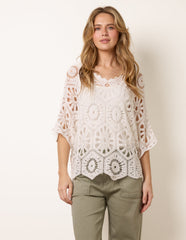 Crochet Detailed Kimono Top