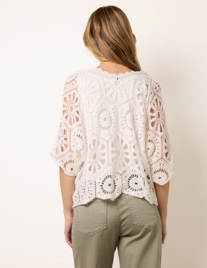Crochet Detailed Kimono Top