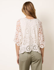 Crochet Detailed Kimono Top