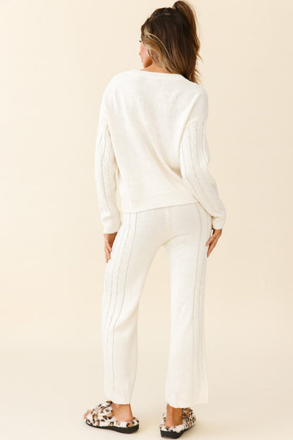 Atlas Cable Knit Accent Sweater Cream