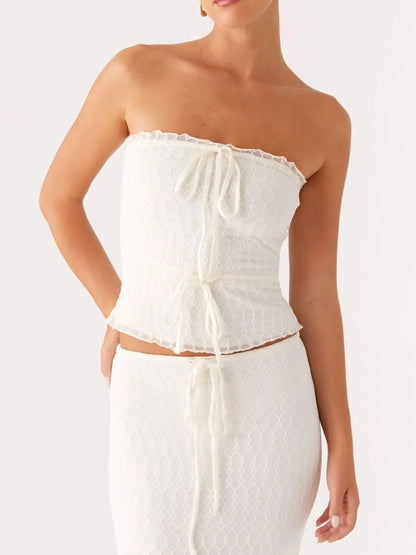 Tie Front Tube Top and Maxi Skirt Set