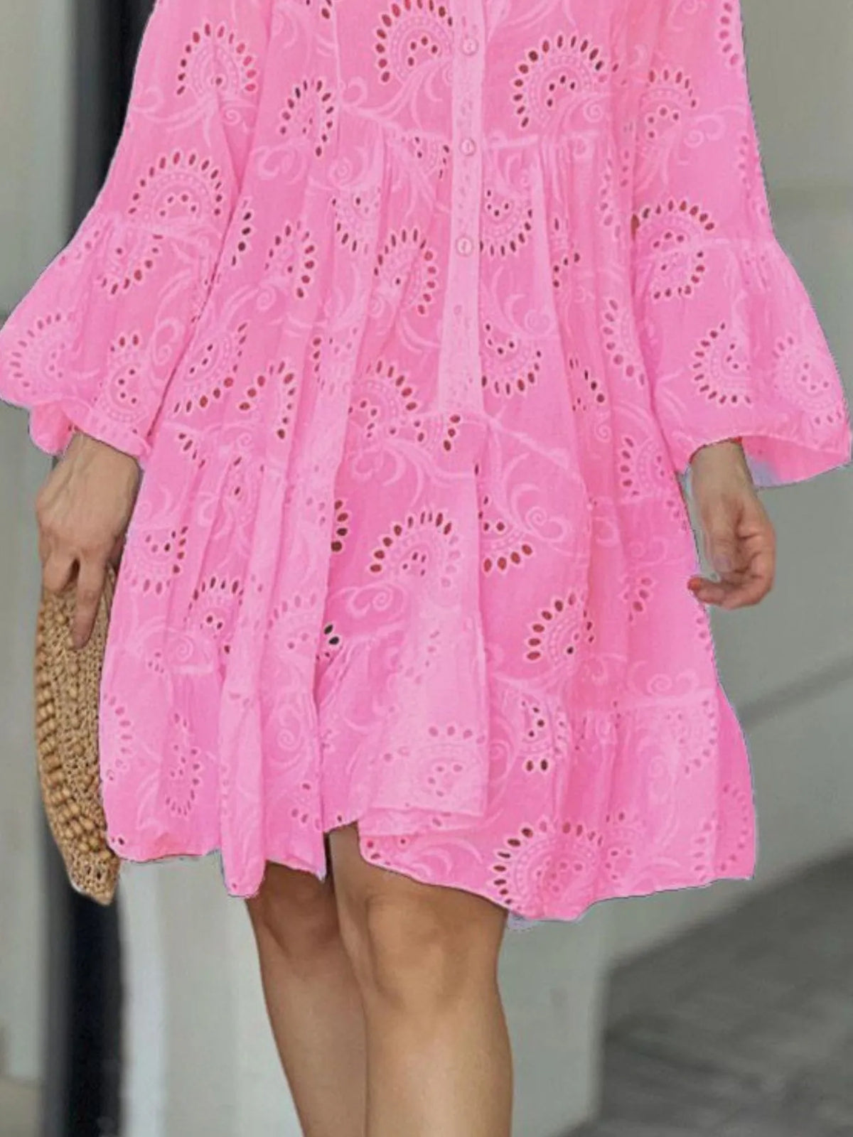 Full Size Eyelet Ruffled Hem Tiered Dress Plus Size