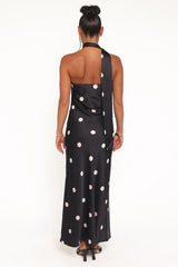 Jutta Strapless Maxi Dress - Black Polka Dot