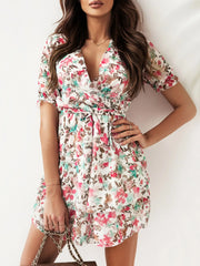 Floral Layered Mini Dress with Ruffle Hem