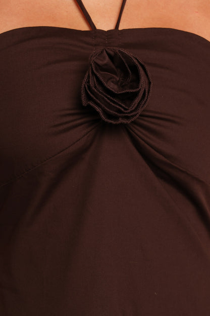 Soleila Halter Maxi Dress - Chocolate