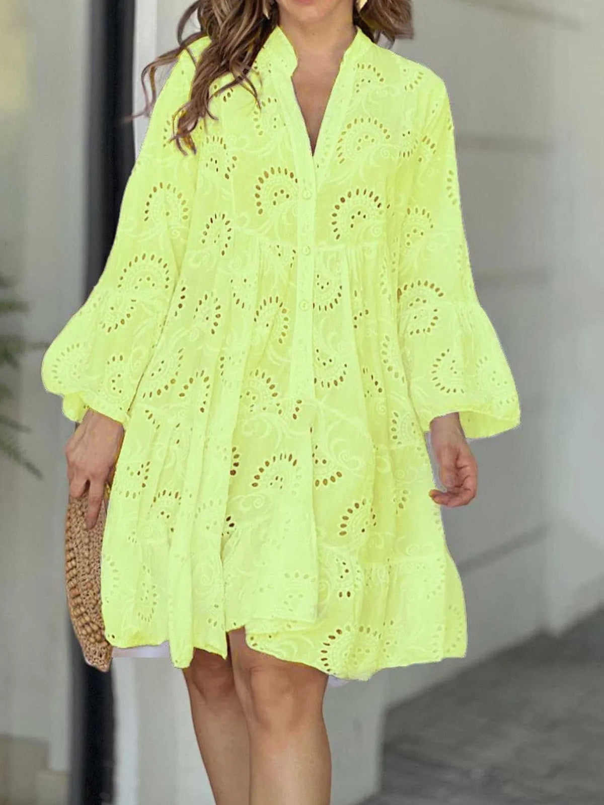 Full Size Eyelet Ruffled Hem Tiered Dress Plus Size