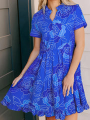 Ruffled Hem Short Sleeve Flowy Mini Dress