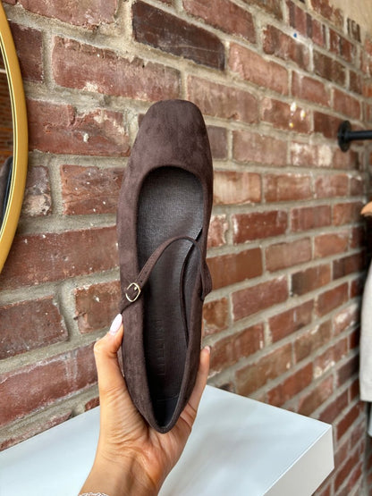 Addy Dark Brown Suede Ballet Flat