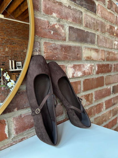 Addy Dark Brown Suede Ballet Flat