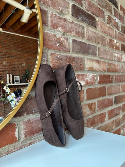 Addy Dark Brown Suede Ballet Flat