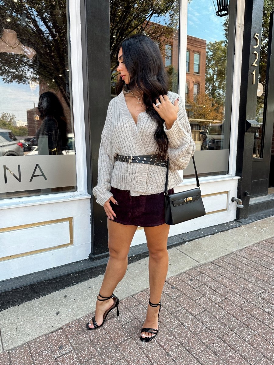 Amara Grey Wrap Knit Cardigan
