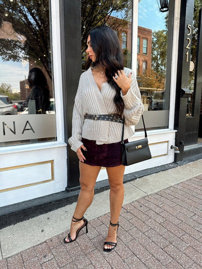 Amara Grey Wrap Knit Cardigan