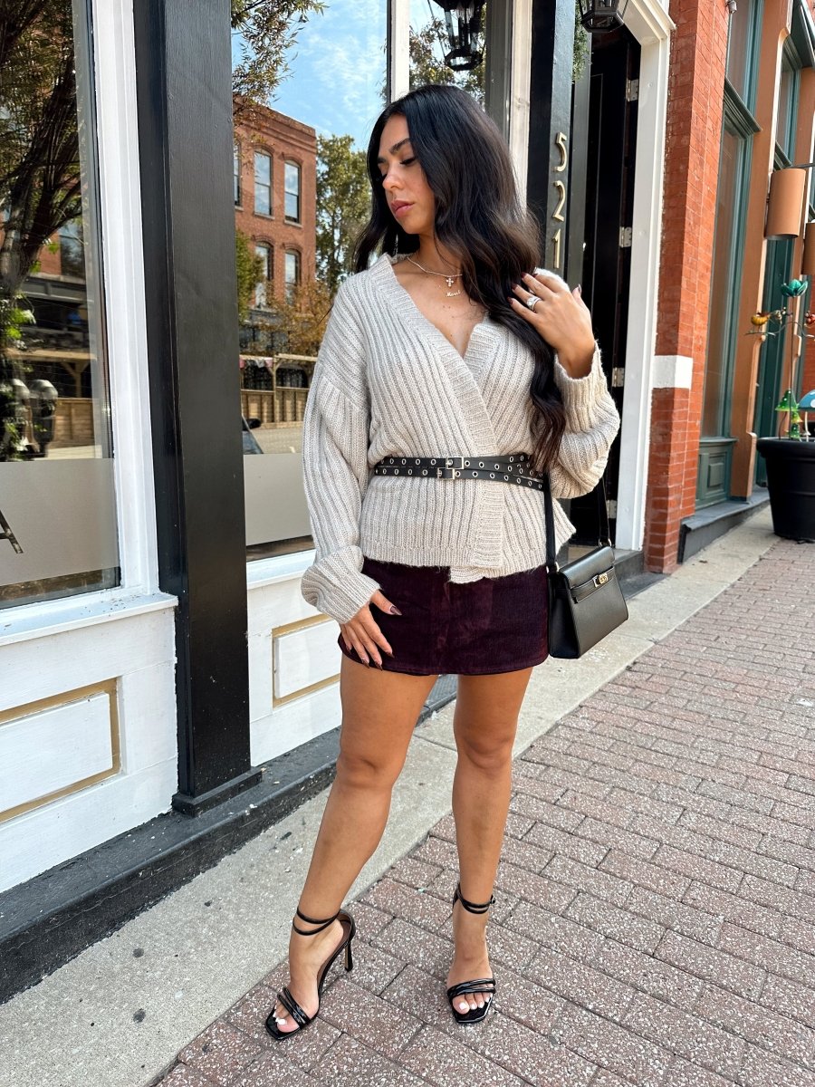 Amara Grey Wrap Knit Cardigan