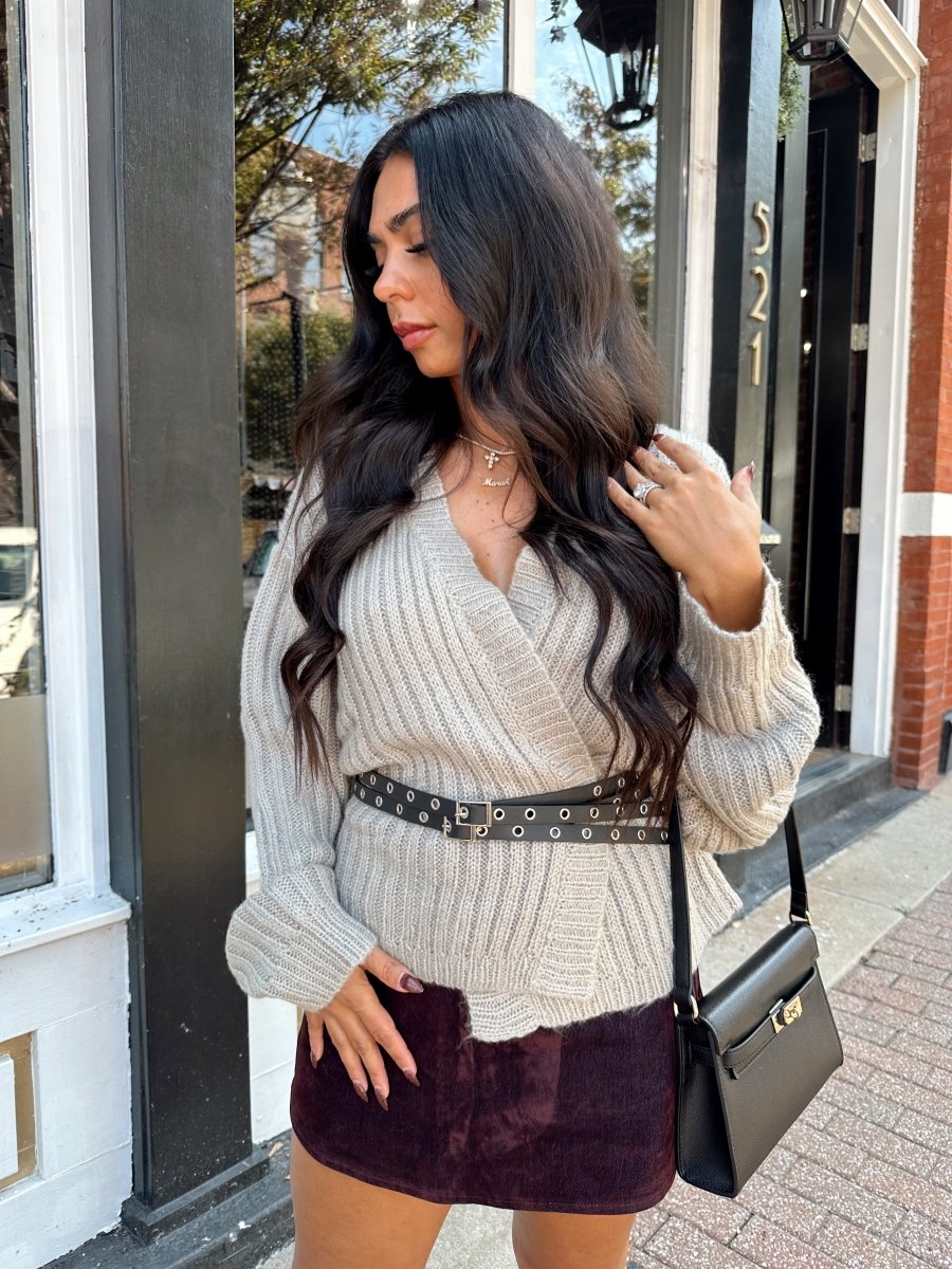 Amara Grey Wrap Knit Cardigan