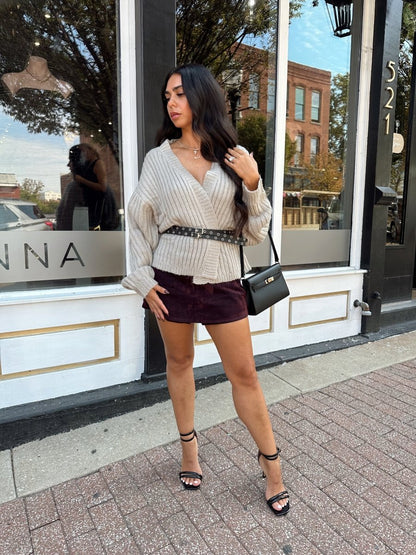 Amara Grey Wrap Knit Cardigan