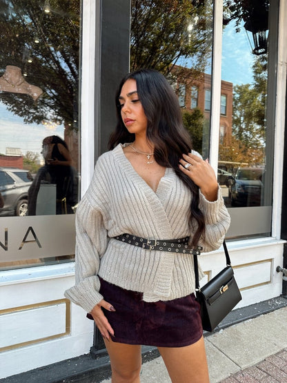 Amara Grey Wrap Knit Cardigan