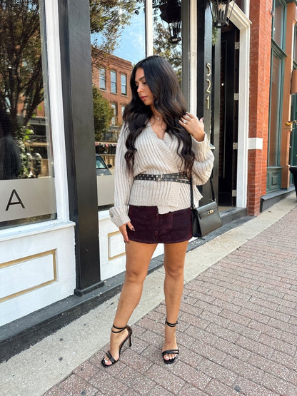 Amara Grey Wrap Knit Cardigan