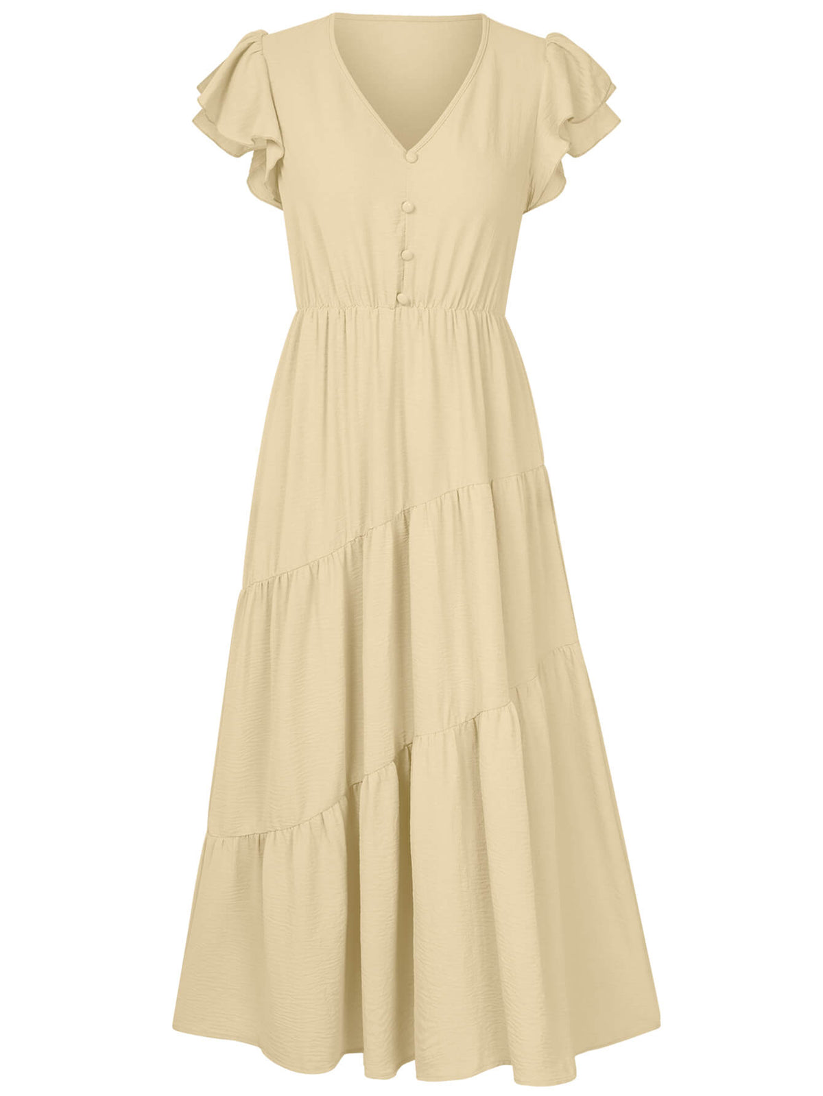 Joyful Tiered Maxi Dress - Aprciot
