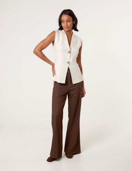 Gold Button Front Tailored Vest