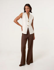 Gold Button Front Tailored Vest