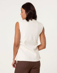 Gold Button Front Tailored Vest
