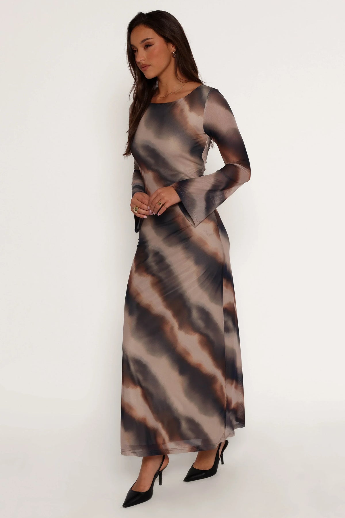 Pandora Long Sleeve Maxi Dress - Ombre Stripe