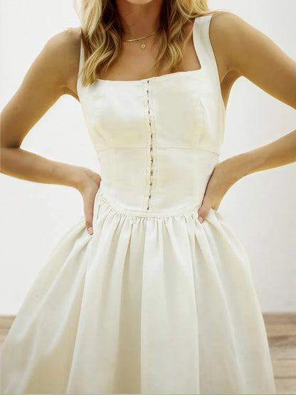 Square Neck Wide Strap Mini Dress