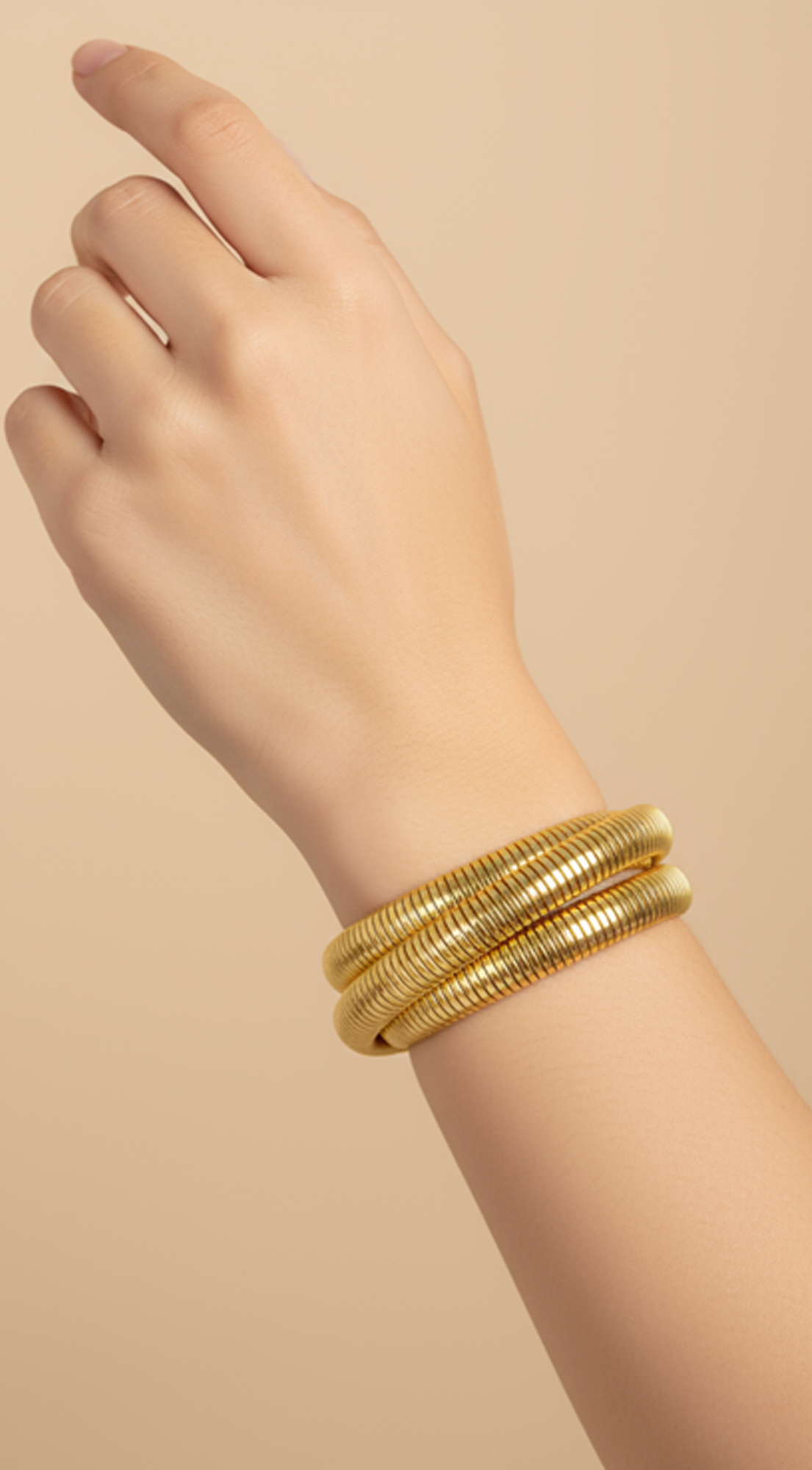 Amy Triple Spring 14K Gold Dipped Bracelet - Gold