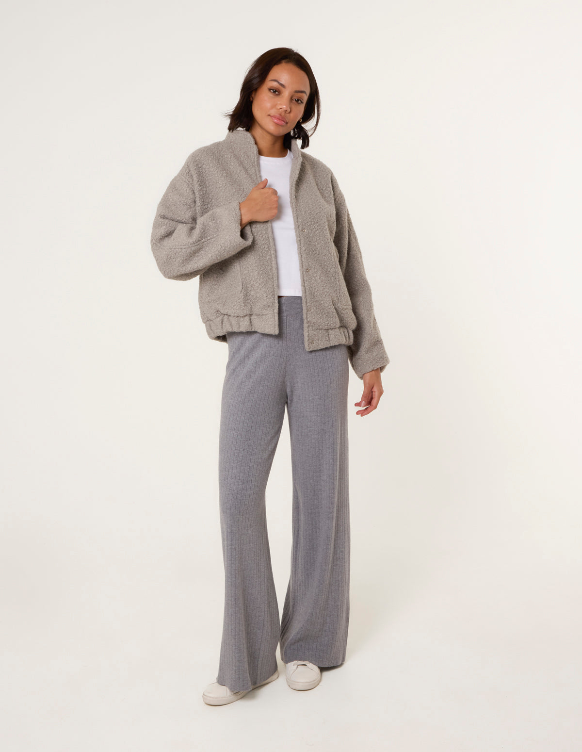 Ribbed Wide Leg Trousers