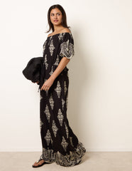 Printed Off Shoulder Jumpsuit