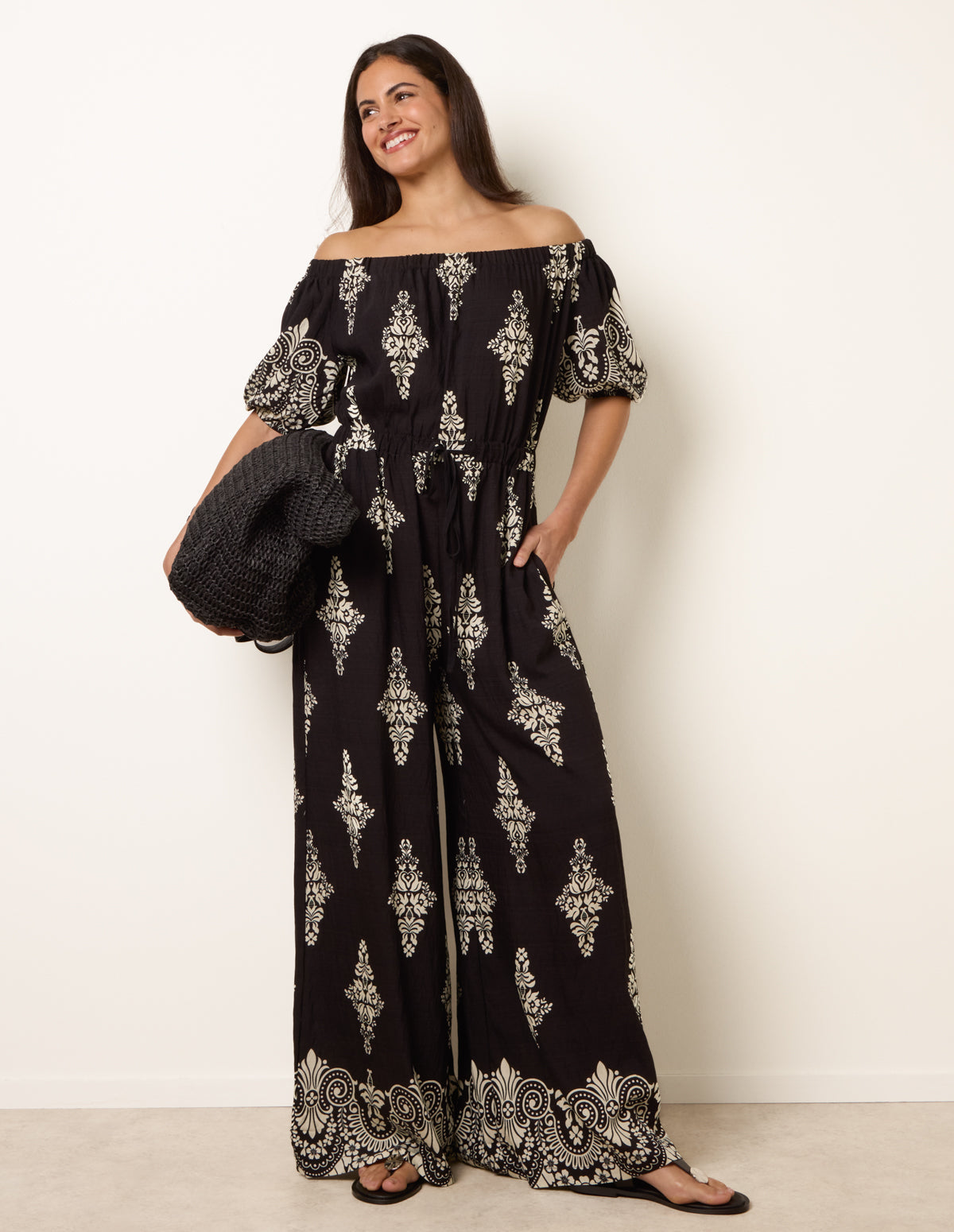 Printed Off Shoulder Jumpsuit