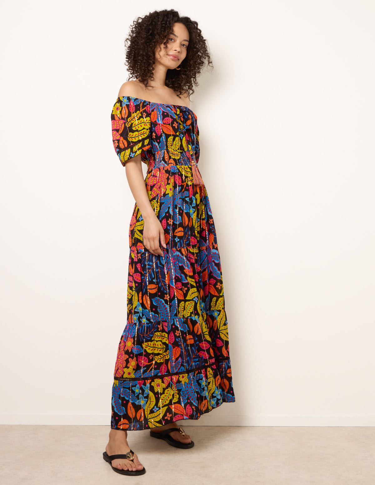 Bardot Tassel Tie Tiered Maxi Dress