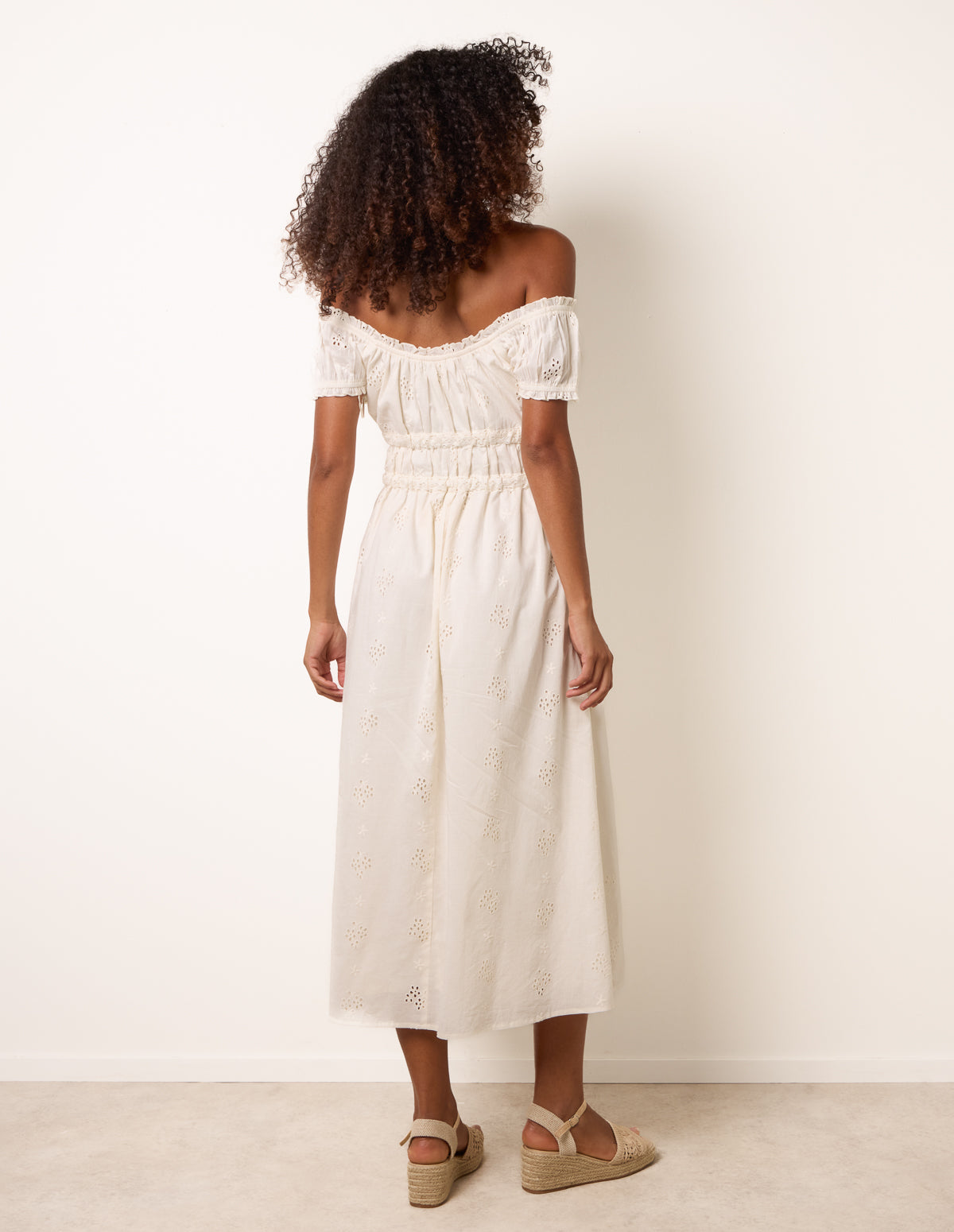 Broderie Front Tie Midi Dress