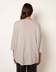 Metallic V Neck Knitted Ripple Jumper