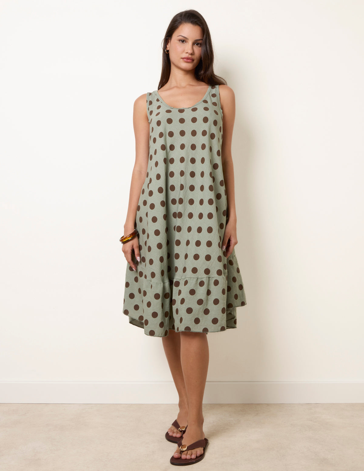 Polka Dot Linen Like Dress