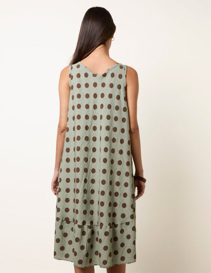 Polka Dot Linen Like Dress