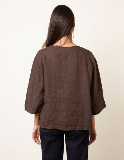One Button Linen Blazer