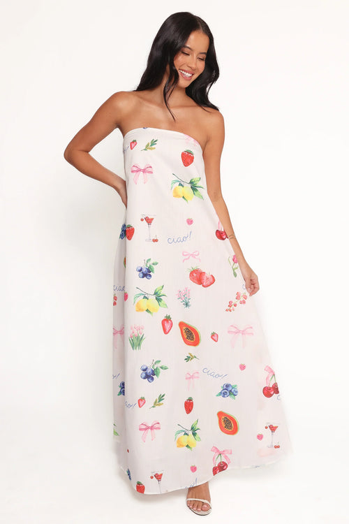 Soph Strapless Maxi Dress - Ciao Bow Print