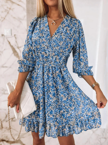 Full Size Ruffled Hem Floral Dress Plus Size